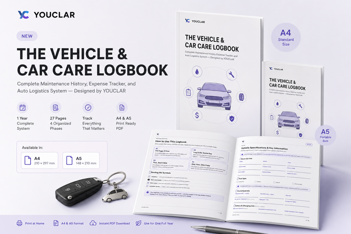 Vehicle & Car Care Logbook – Complete Maintenance & Expense Tracker