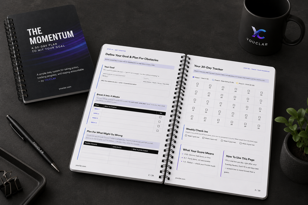 The Momentum – 30-Day Goal Planner | Daily Productivity & Accountability Workbook