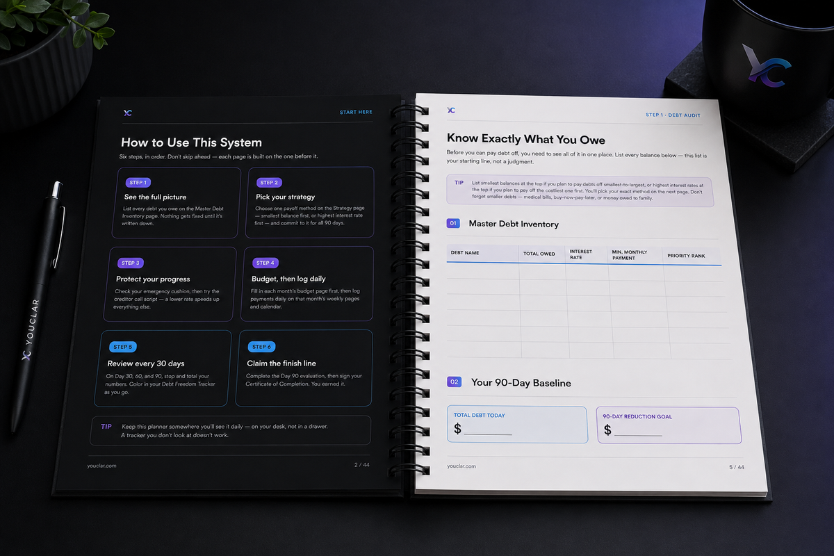 The Debt-Free Blueprint | 90-Day Payoff Roadmap & Tracker
