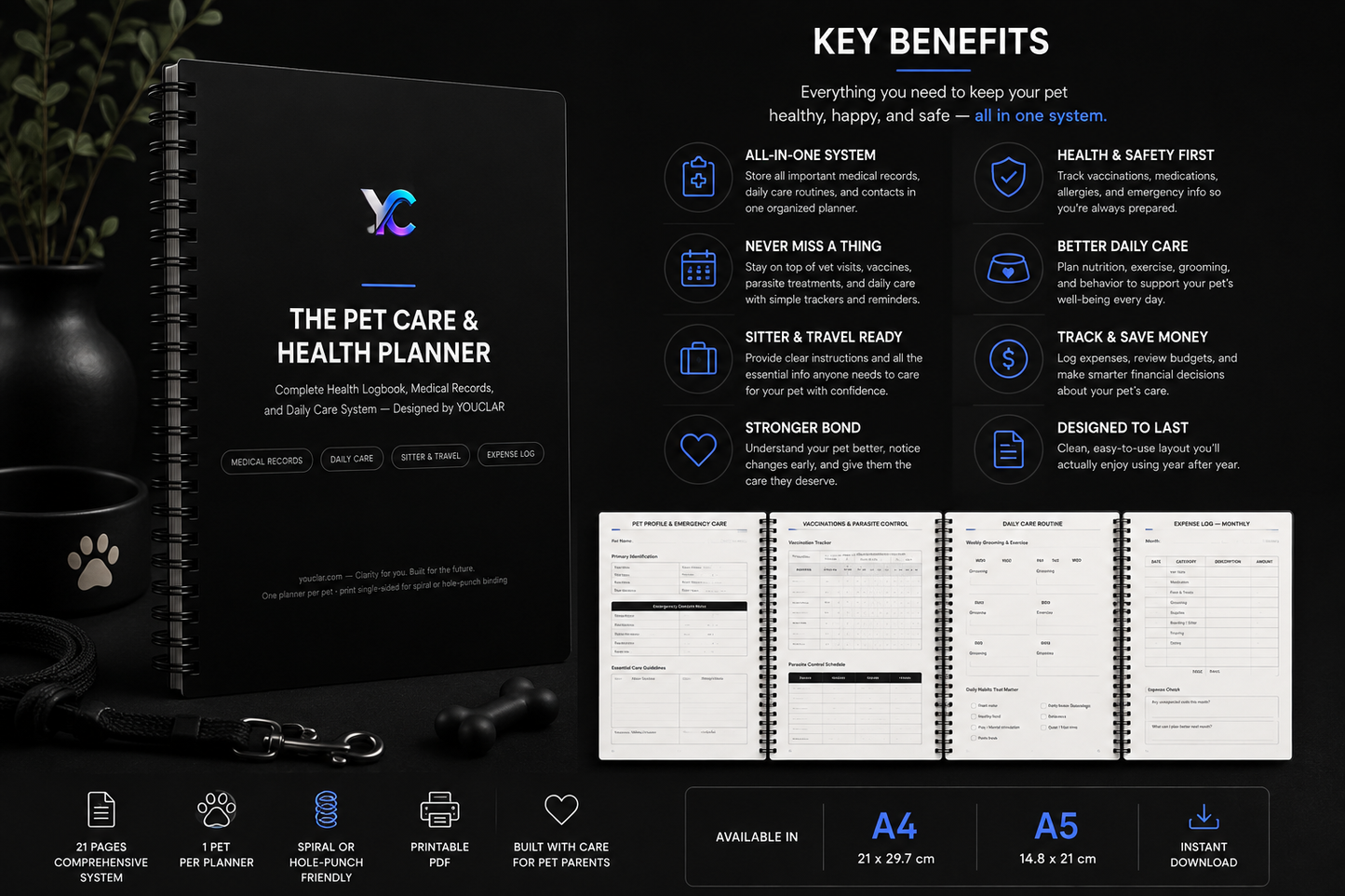 The Pet Care & Health Planner | Printable PDF (A4 & A5)