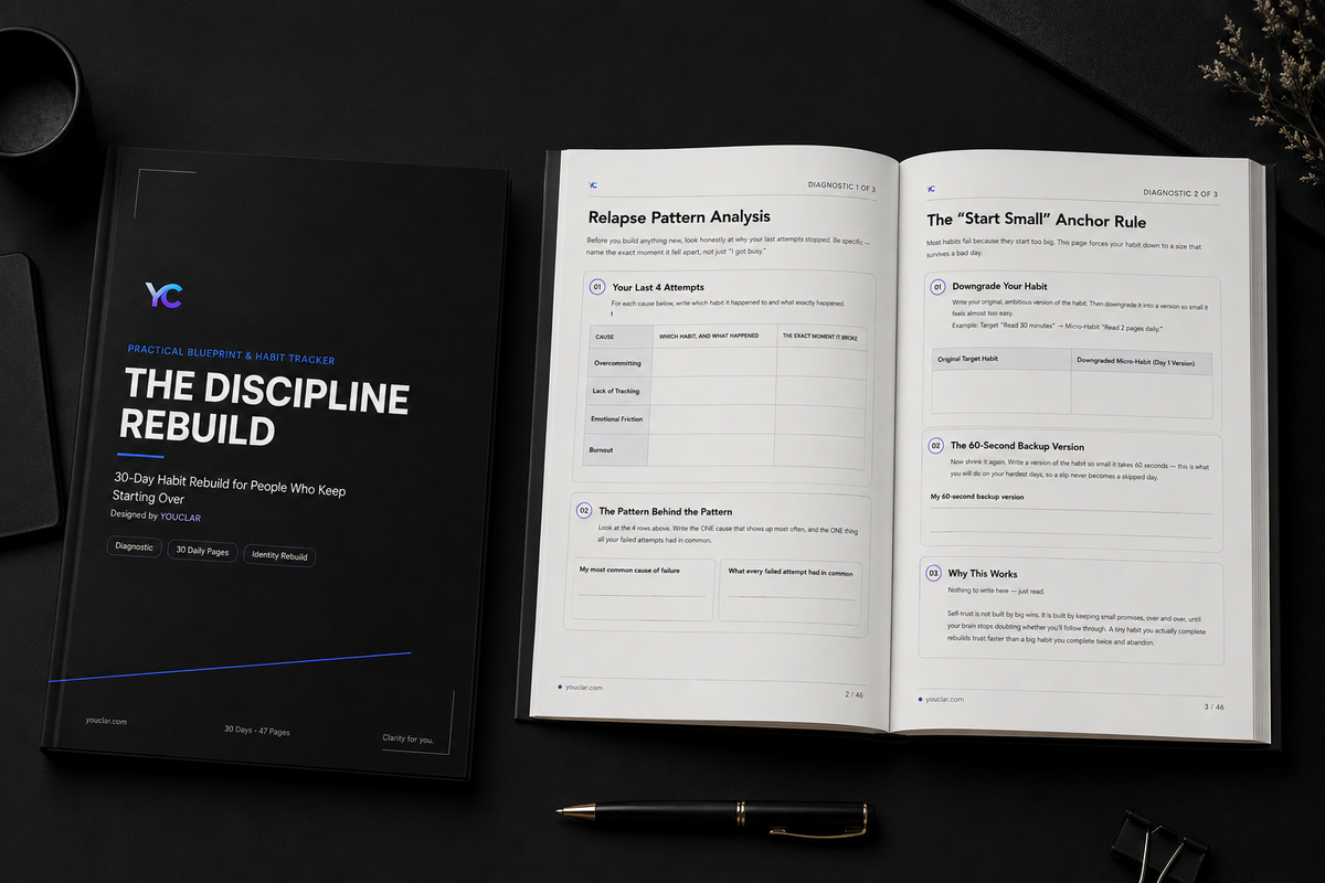 The Discipline Rebuild | 30-Day Habit Rebuild Workbook to Stop Starting Over