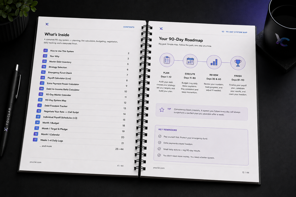 The Debt-Free Blueprint | 90-Day Payoff Roadmap & Tracker