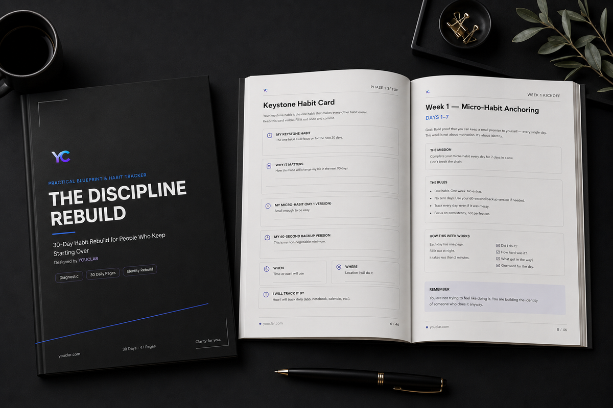 The Discipline Rebuild | 30-Day Habit Rebuild Workbook to Stop Starting Over