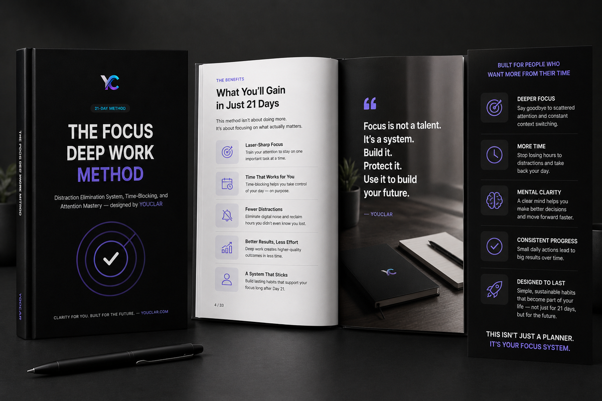 The Focus Deep Work Method | 21-Day Productivity & Time Blocking Planner