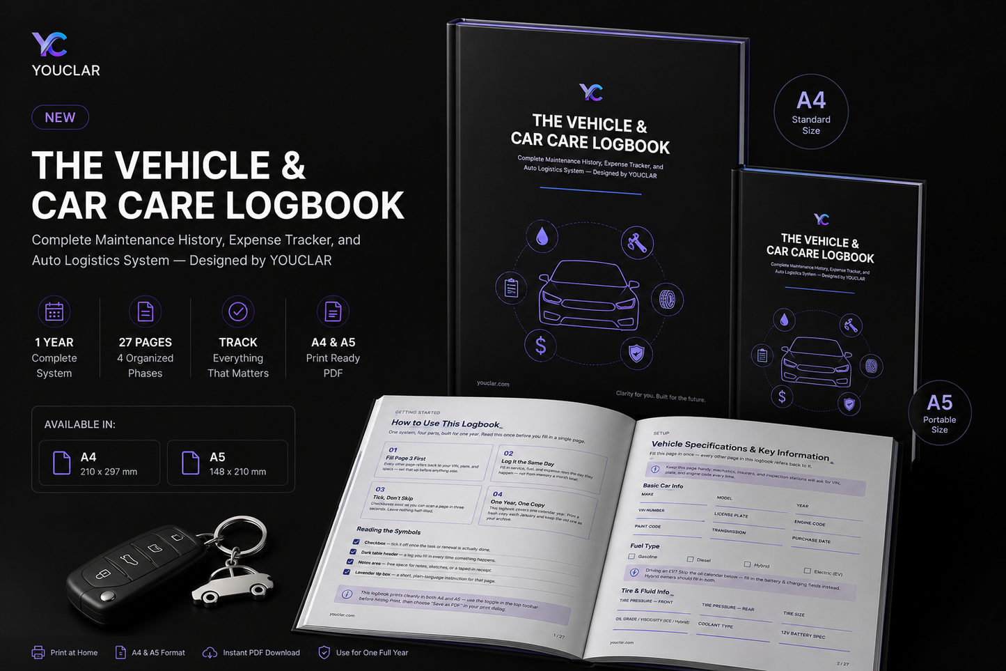 Vehicle & Car Care Logbook – Complete Maintenance & Expense Tracker