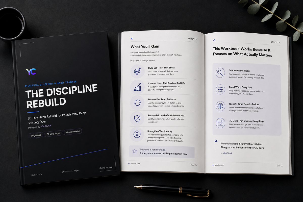The Discipline Rebuild | 30-Day Habit Rebuild Workbook to Stop Starting Over