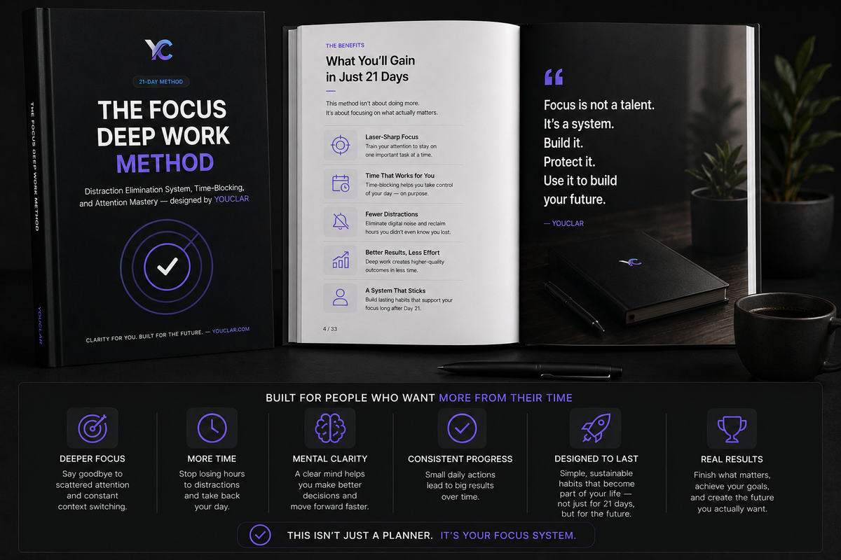 The Focus Deep Work Method | 21-Day Productivity & Time Blocking Planner